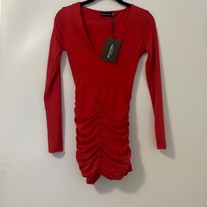 Shape Red Slinky Ruched Mini Dress